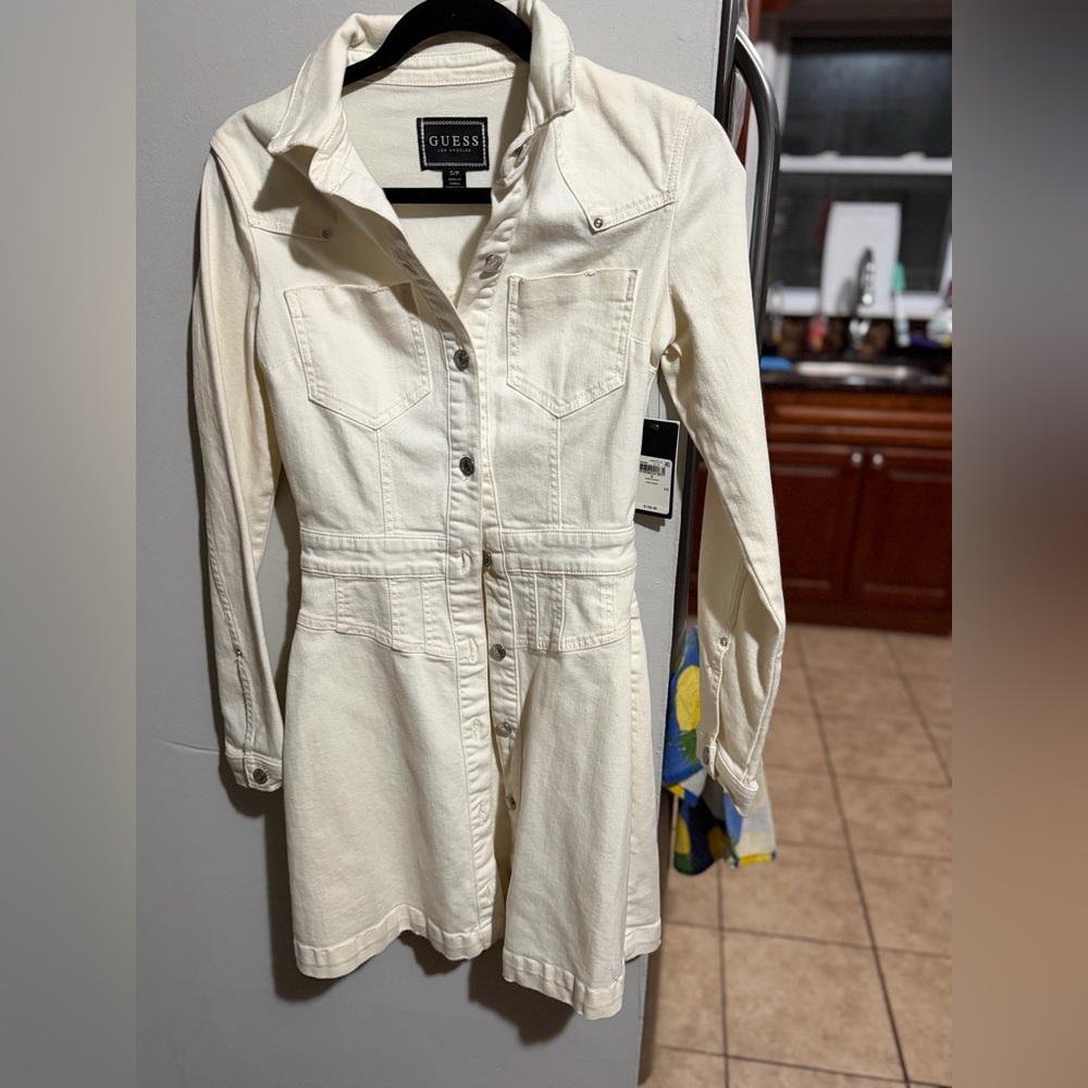 Guess Jungle White Denim Dress